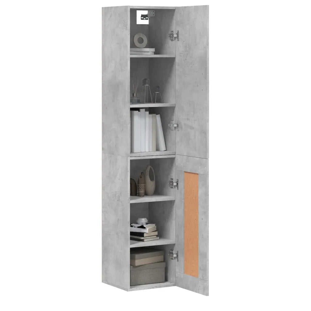 Credenza-Buffet-Armadio da cucina Grigio Cemento 34,5x34x180 cm in Legno Multistrato 836652