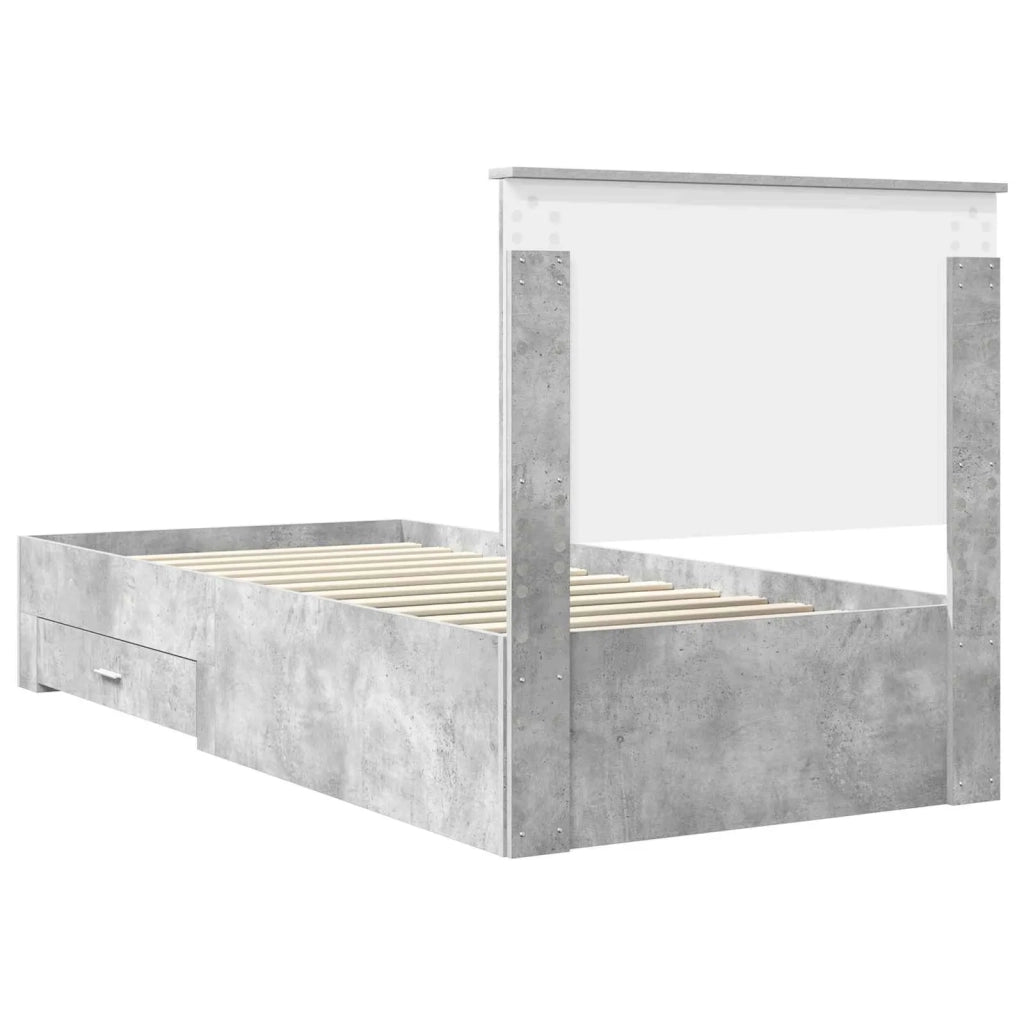 Struttura del letto con testiera Grigio cemento 90 x 190 cm