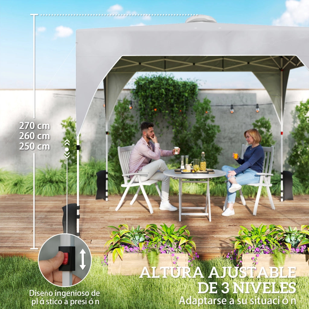 Tenda da giardino pieghevole 3x3 m ¨C zephmum ¨C grigio con sacchi di sabbia e ruote