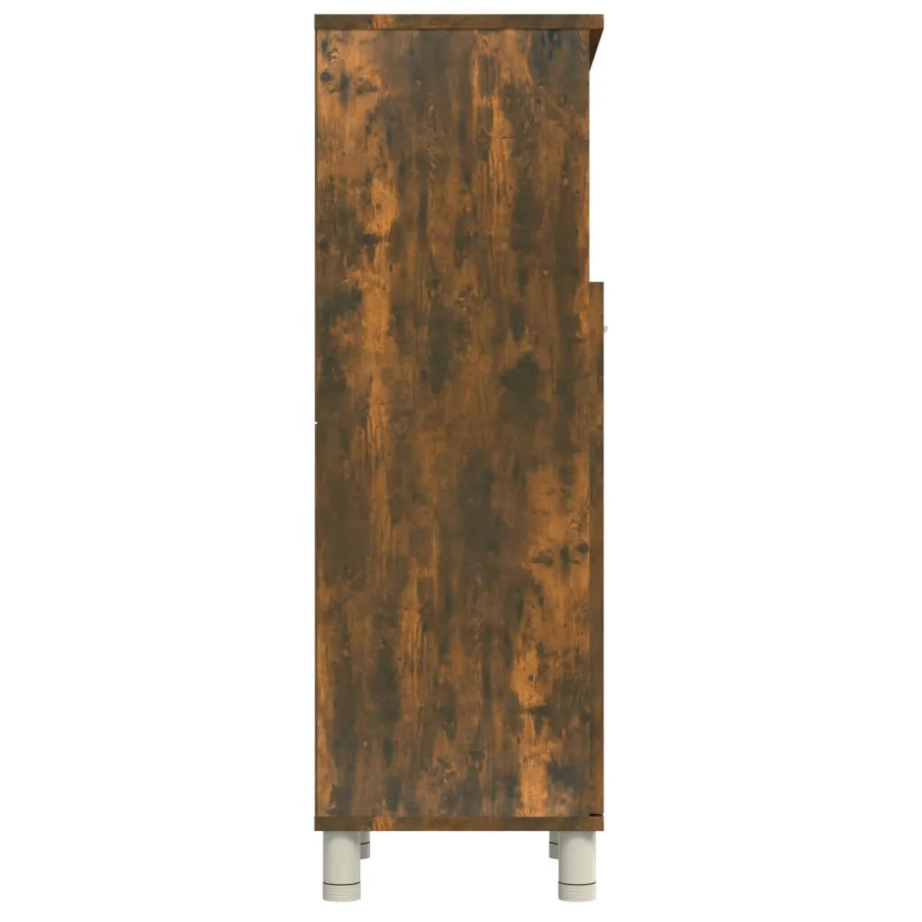 Armadietto Bagno | Armadio da bagno Rovere Fumo 30x30x95 cm in Legno Multistrato