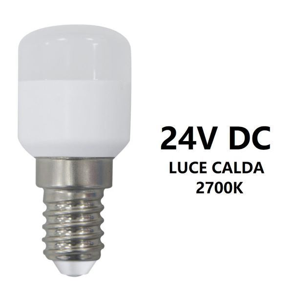 LAMPADINA PICCOLA PERA PER CANCELLI LED 24V DC 1,6W E14 LUCE CALDA 2700K BOT