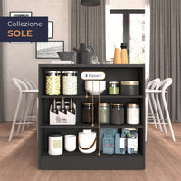 WHOUS Mobile a Scaffale da Cucina 45x34,2x190 cm 90x90x25 cm con 3 Ripiani e 1 Piano d'appoggio, Made in Italy COLORE: antracite opaco/report