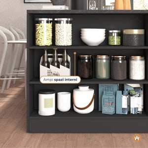 WHOUS Mobile a Scaffale da Cucina 45x34,2x190 cm 90x90x25 cm con 3 Ripiani e 1 Piano d'appoggio, Made in Italy COLORE: antracite opaco/report