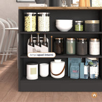 WHOUS Mobile a Scaffale da Cucina 45x34,2x190 cm 90x90x25 cm con 3 Ripiani e 1 Piano d'appoggio, Made in Italy COLORE: Antracite opaco/rovere