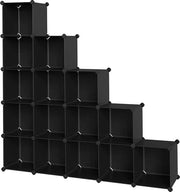 Sistema di ripristino cubico, appoggio scarpe, pannello cubico per DIY, stivale, inseribile in PP, divisoria, per camera da letto, ufficio, nero LPC44BK