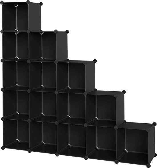 Sistema di ripristino cubico, appoggio scarpe, pannello cubico per DIY, stivale, inseribile in PP, divisoria, per camera da letto, ufficio, nero LPC44BK