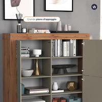 WHOUS Credenza Soggiorno, Made in Italy DIMENSIONI: 140x40x130 cm, COLORE: tortora opaco/rovere