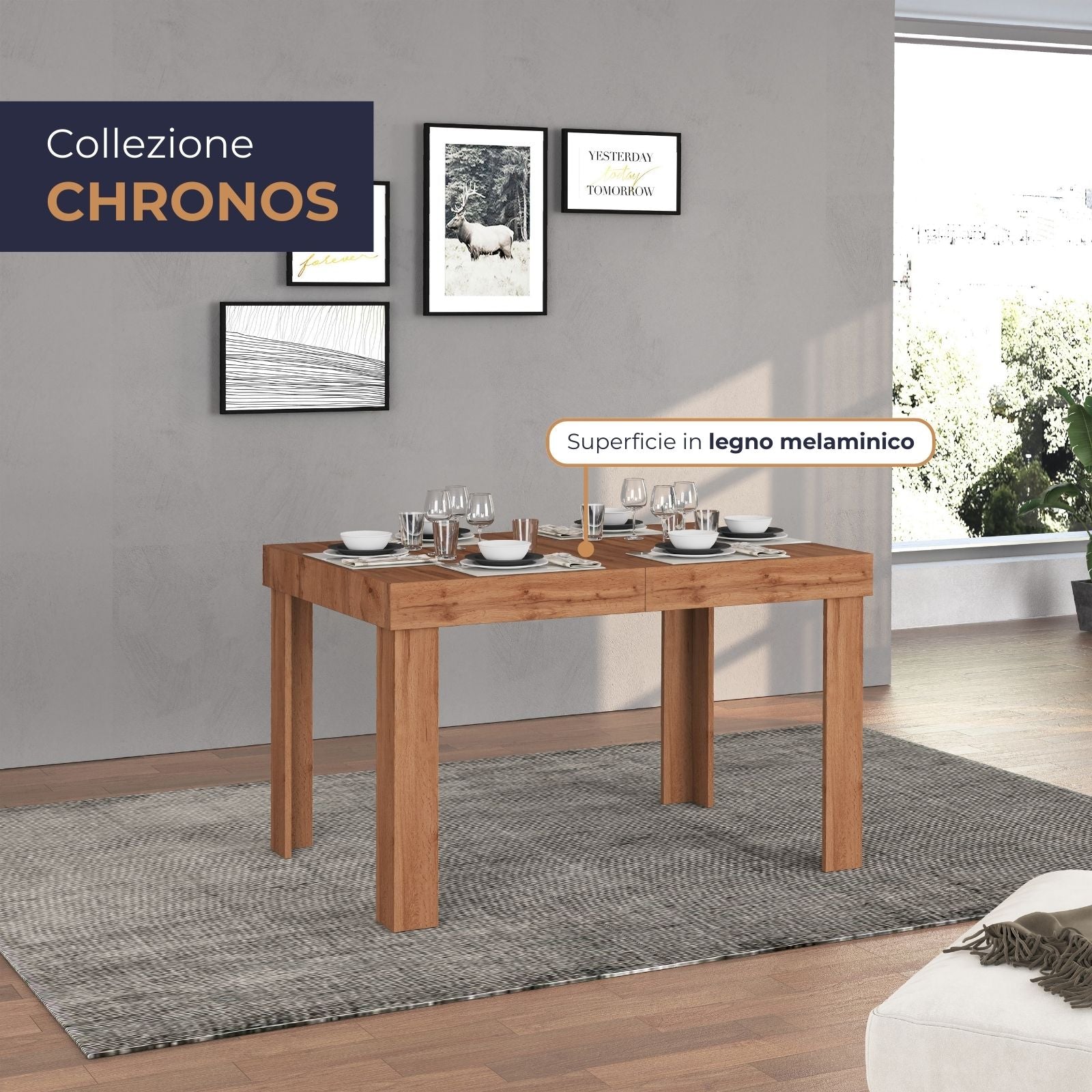 WHOUS Tavolo Allungabile per Sala da Pranzo Colore Rovere Estensibile da 120 a 200 cm, Made in Italy