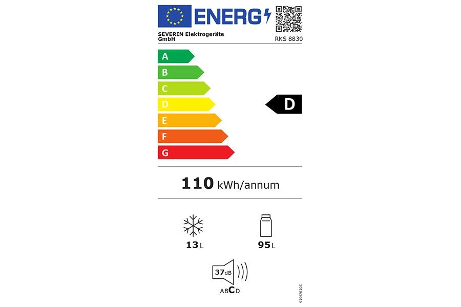 Severin rks 8830 mini frigorifero retrò 108l, frigorifero piccolo e silenzioso con diversi scomparti, congelatore 13l e portabottiglie, 37 db, classe energetica d, rosso