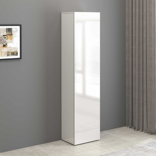 WHOUS Mobile da Ingresso Bianco Lucido 45x34,2x190 cm con 3 Ripiani e 4 Vani, Made in Italy