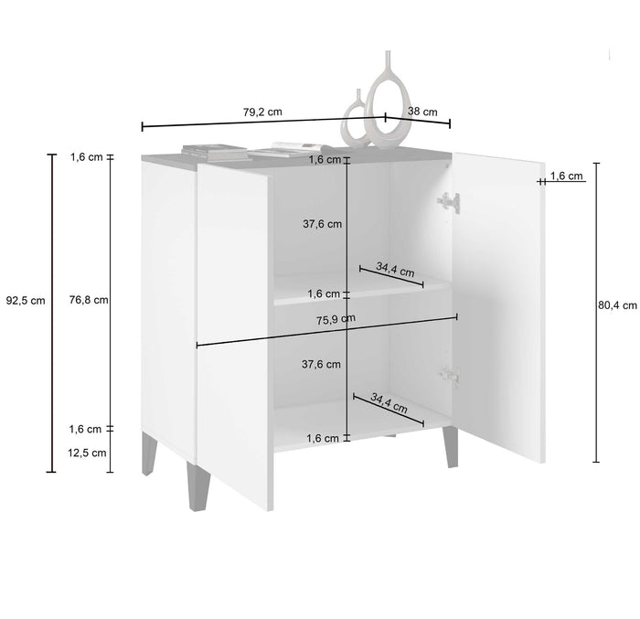 WHOUS Armadio Multiuso con 2 Ante, Made in Italy COLORE: Acero/report, DIMENSIONI: 79,20x38x92,5