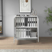 WHOUS Armadio Multiuso con 2 Ante, Made in Italy DIMENSIONI: 79,20x38x86 cm, COLORE: Bianco lucido