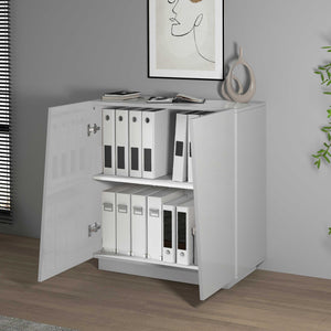 WHOUS Armadio Multiuso con 2 Ante, Made in Italy DIMENSIONI: 79,20x38x86 cm, COLORE: Bianco lucido