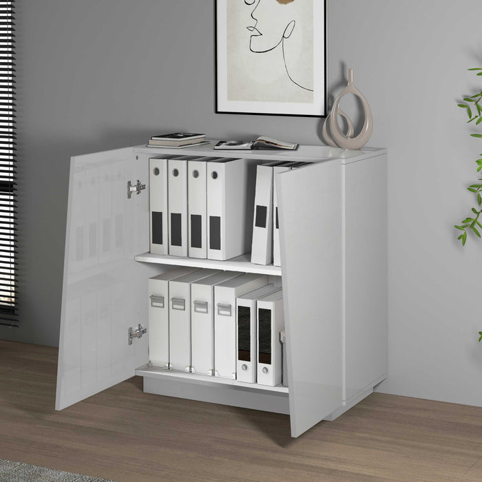 WHOUS Armadio Multiuso con 2 Ante, Made in Italy DIMENSIONI: 79,20x38x86 cm, COLORE: Bianco lucido