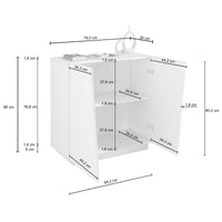 WHOUS Armadio Multiuso con 2 Ante, Made in Italy DIMENSIONI: 79,20x38x86 cm, COLORE: Bianco lucido