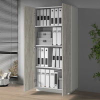 WHOUS Armadio Multiuso con 2 Ante, Made in Italy DIMENSIONI: 79,20x38x166 cm, COLORE: Bianco Opaco e Cemento