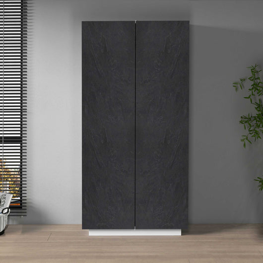 WHOUS Armadio Multiuso con 2 Ante, Made in Italy COLORE: Bianco Opaco e Report, DIMENSIONI: 79,20x38x166 cm