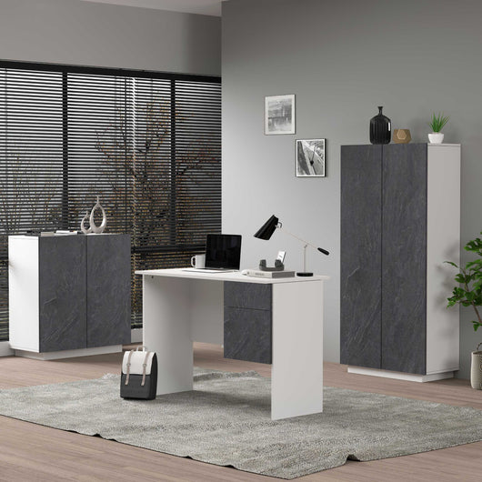 WHOUS Armadio Multiuso con 2 Ante, Made in Italy DIMENSIONI: 79,20x38x166 cm, COLORE: Bianco Opaco e Report