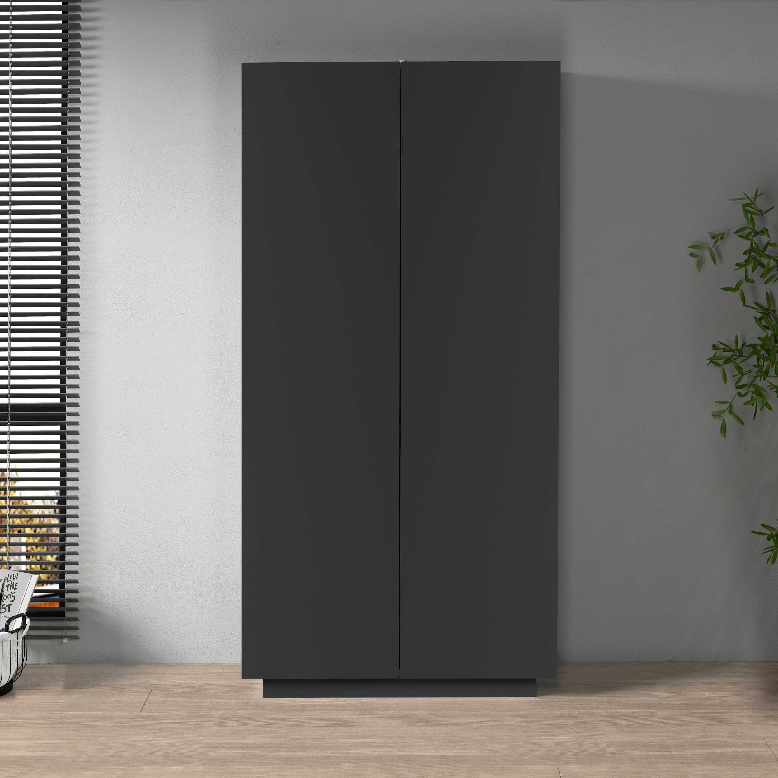 WHOUS Armadio Multiuso con 2 Ante, Made in Italy COLORE: Antracite opaco, DIMENSIONI: 79,20x38x166 cm