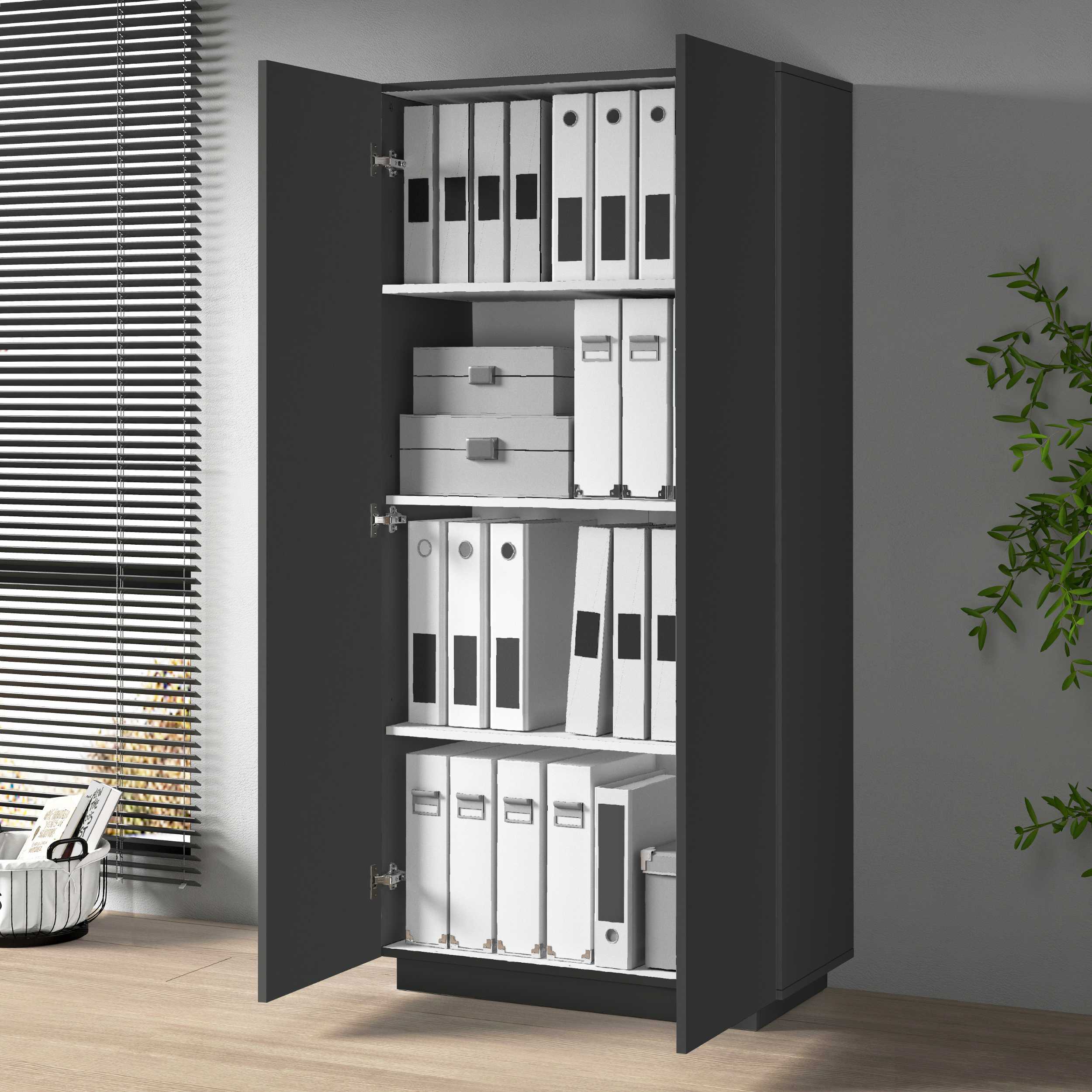 WHOUS Armadio Multiuso con 2 Ante, Made in Italy COLORE: Antracite opaco, DIMENSIONI: 79,20x38x166 cm