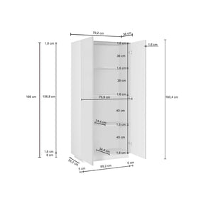 WHOUS Armadio Multiuso con 2 Ante, Made in Italy COLORE: Antracite opaco, DIMENSIONI: 79,20x38x166 cm