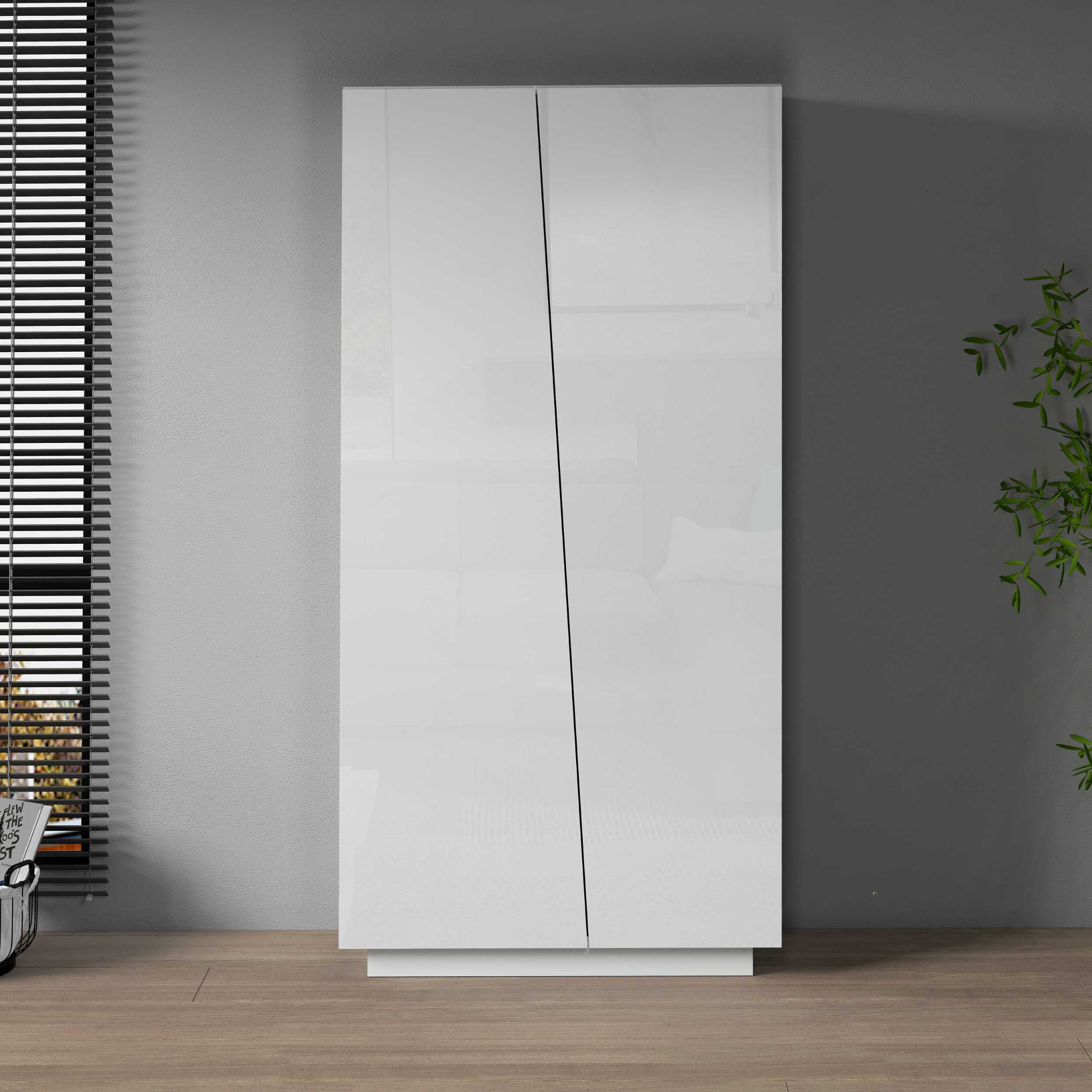 WHOUS Armadio Multiuso con 2 Ante, Made in Italy COLORE: Bianco lucido, DIMENSIONI: 79,20x38x166 cm