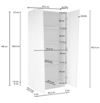 WHOUS Armadio Multiuso con 2 Ante, Made in Italy COLORE: Bianco lucido, DIMENSIONI: 79,20x38x166 cm