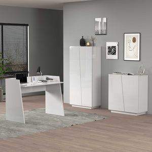 WHOUS Armadio Multiuso con 2 Ante, Made in Italy COLORE: Bianco lucido, DIMENSIONI: 79,20x38x166 cm