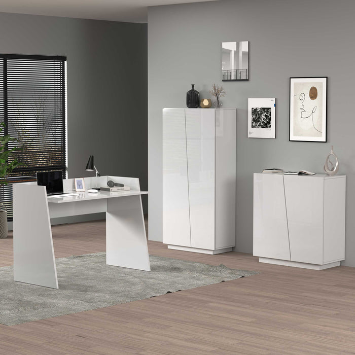 WHOUS Armadio Multiuso con 2 Ante, Made in Italy COLORE: Bianco lucido, DIMENSIONI: 79,20x38x166 cm