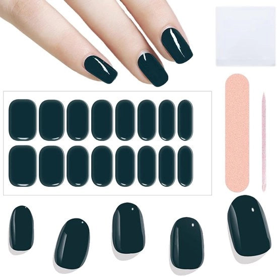 Set di adesivi per unghie - 16 pezzi - Incluso lima per unghie e manico in legno - Ideale per donne e ragazze creative