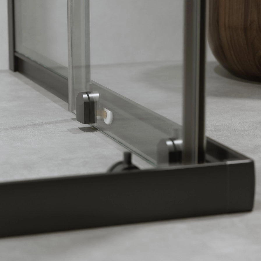 Box Doccia 3 Lati 70x90x70 Cm Scorrevole h190 Profili Nero Opaco Cristallo 6mm Trasparente| Neat