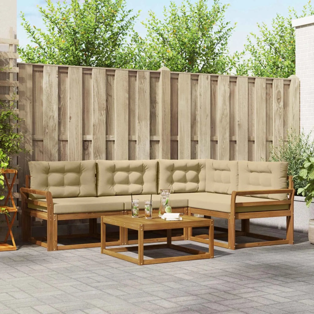 Set di divani da esterno con cuscino 5 pcs Naturale e Beige 3367546