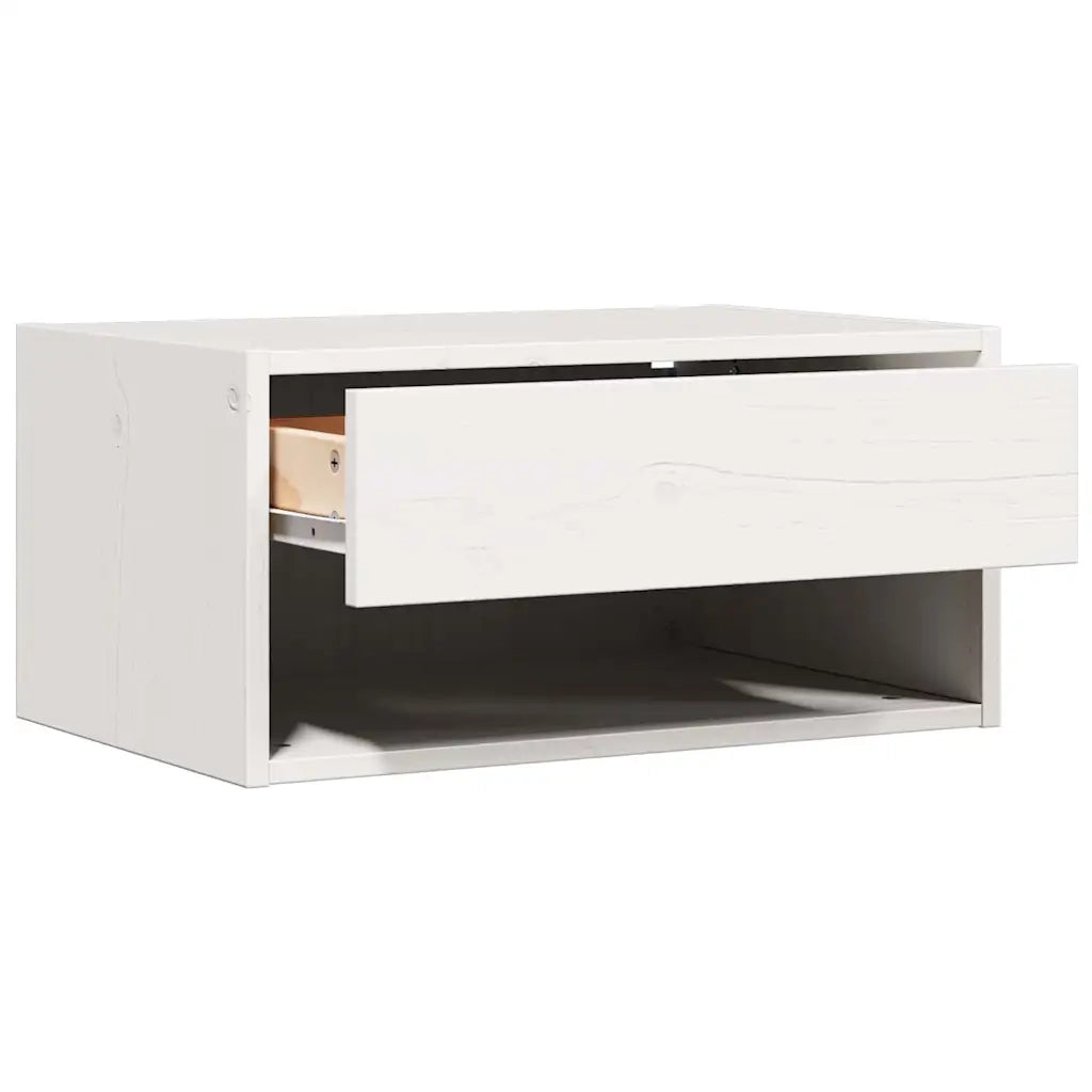 Comodino Bianco 50 x 32,5 x 24 cm Legno di pino massello 873477