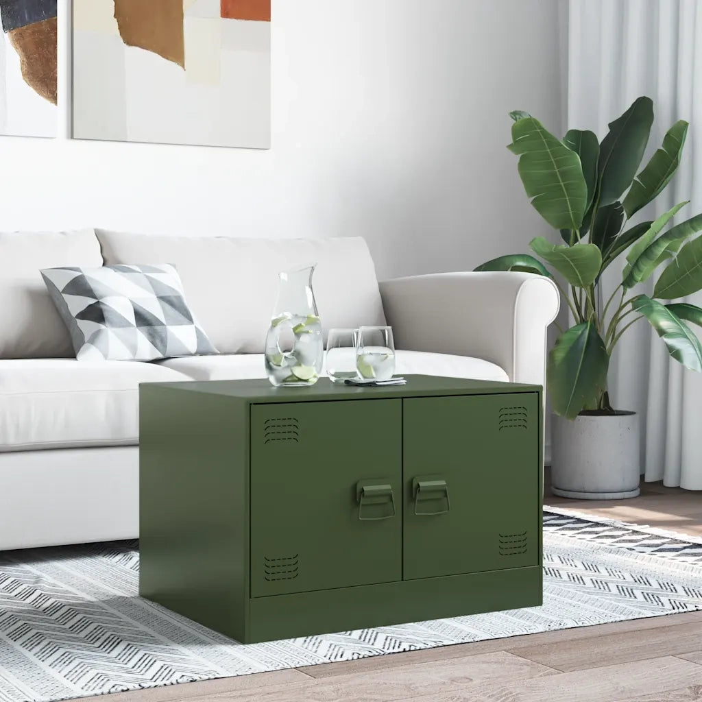 Tavolino da salotto | Tavolino da caff¨¨ | Tavolino da Soggiorno Verde Oliva 67x50x44 cm in Acciaio