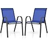 Set di 2/4 Sedie da Giardino, Poltrone in Tessuto Textilene per Esterno, Sedie Impilabili con Gambe in Metallo, Portata 150 kg, 56 x 70 x 84 cm (Blu,2)