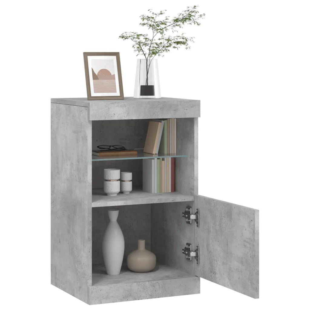 Credenza | Madia | Buffet da pranzo | Armadio da pranzo con Luci LED Grigio Cemento 41x37x67 cm