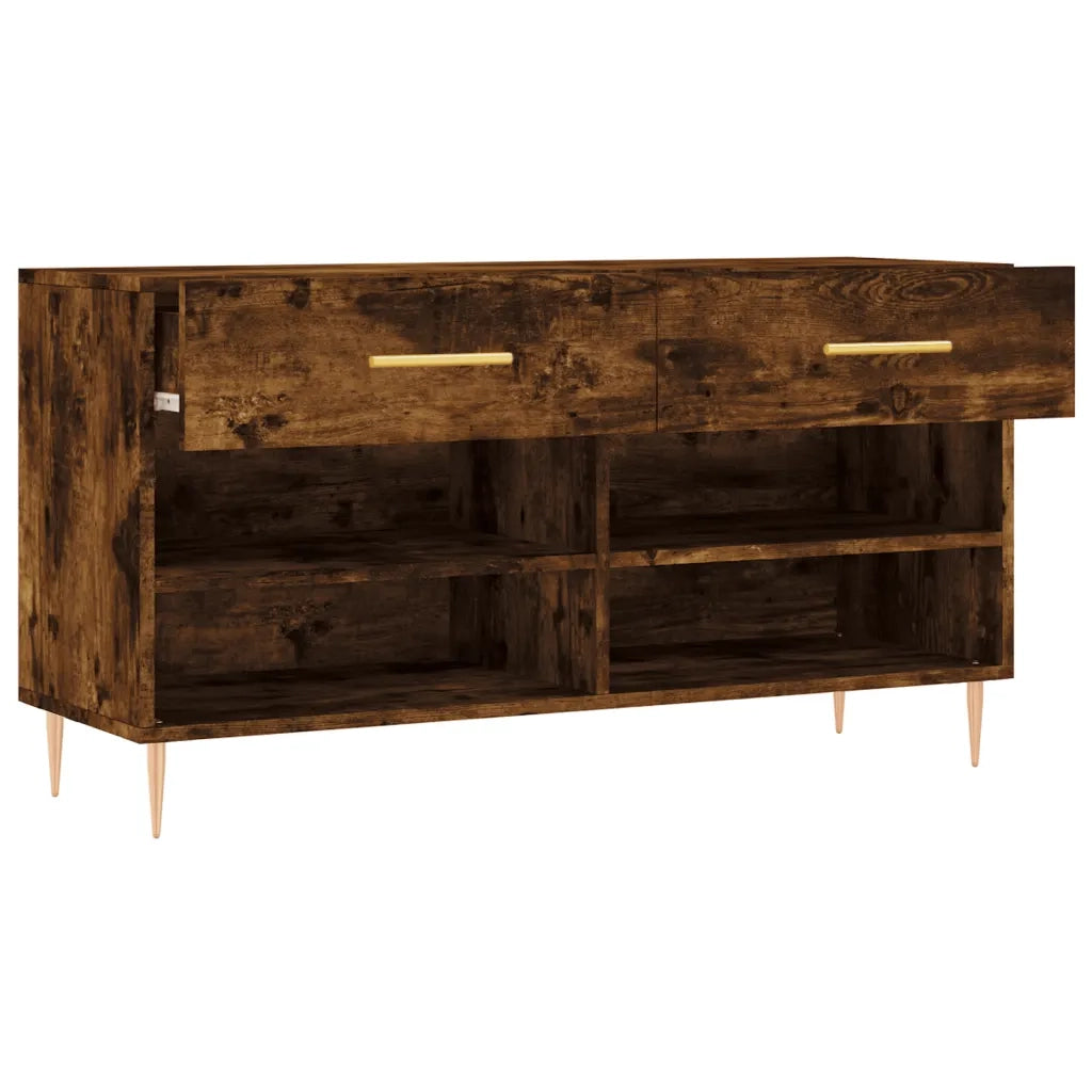 Panca Porta Scarpe | Scarpiera | Mobile per scarpe Rovere Fumo 102x35x55 cm Legno Multistrato