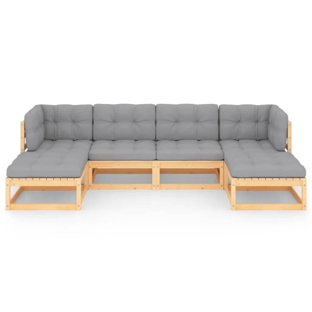 Set Divani da Giardino 6 pz con Cuscini Legno Massello di Pino cod mxl 38091
