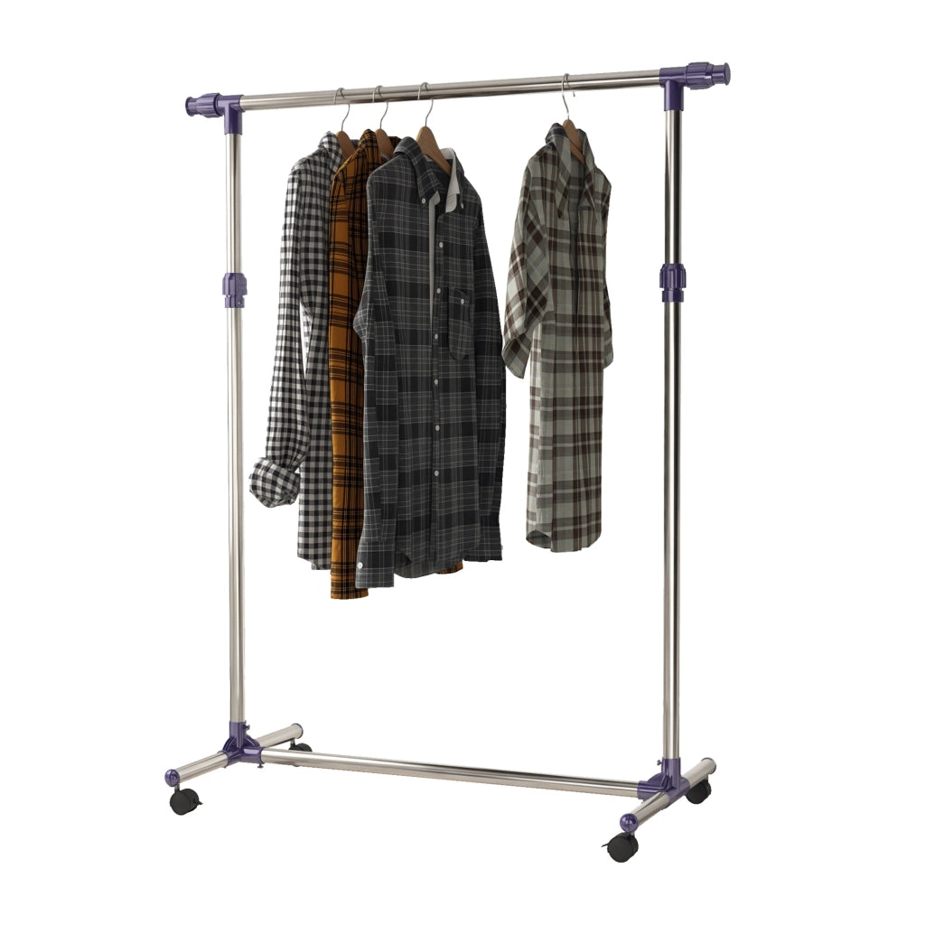 Appendiabiti 4 Ruote Regolabile in Acciaio Inox ¨C zephmum ¨C 95x45x170cm