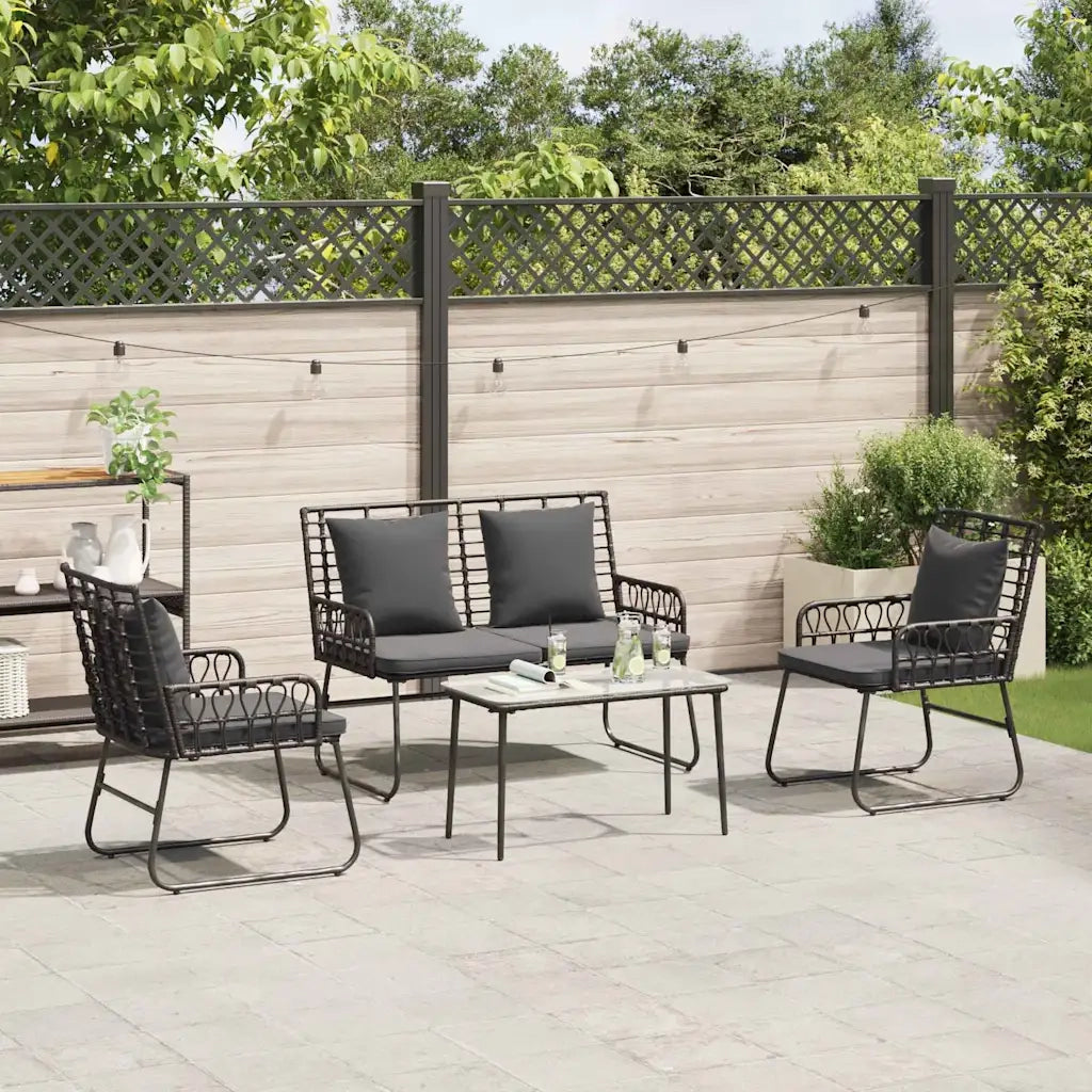 vidaXL Set di Mobili da Giardino con cuscino 4 pcs Nero e antracite