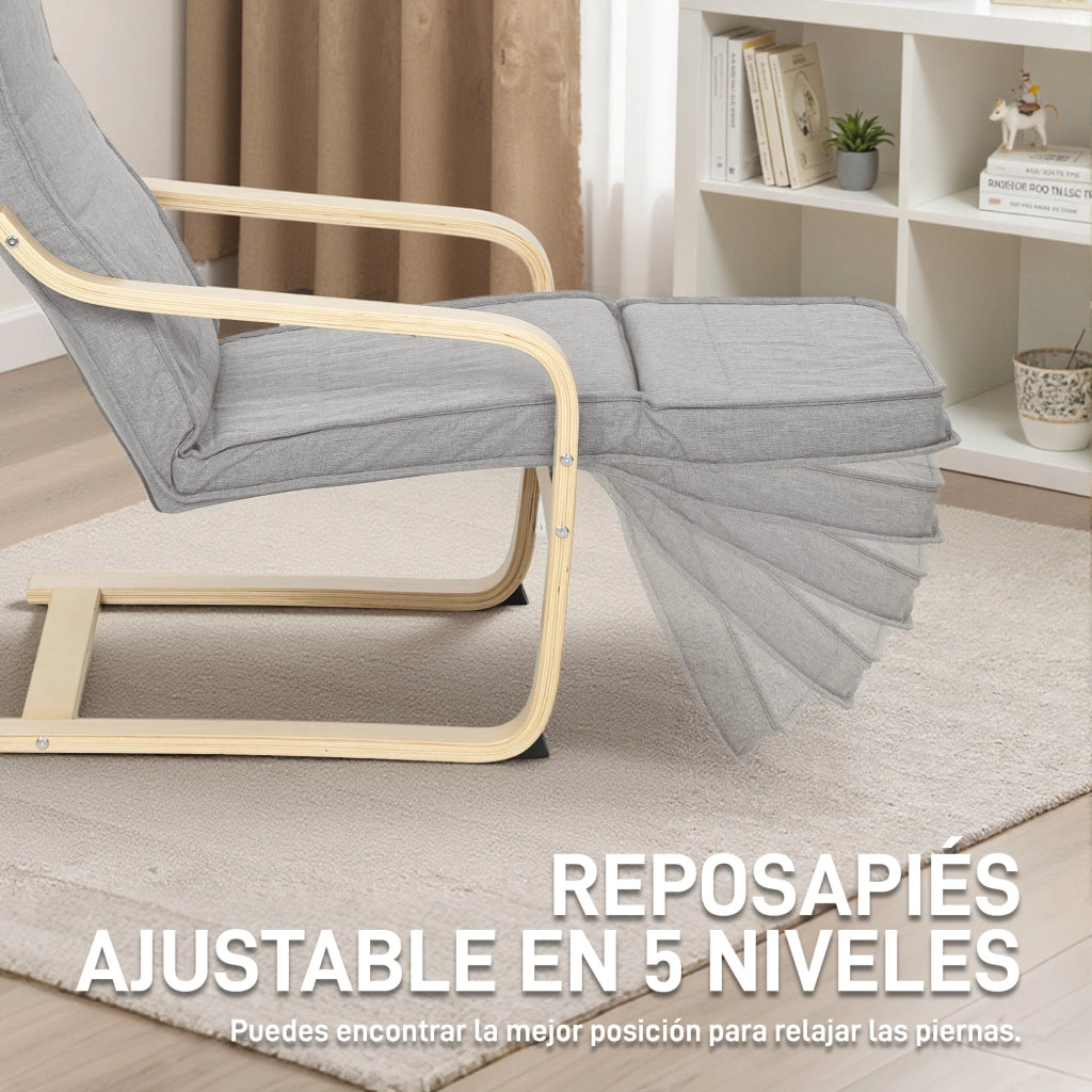 Poltrona relax con poggiapiedi regolabile ¨C Xylo ¨C tessuto grigio scuro 66,5x94x100cm