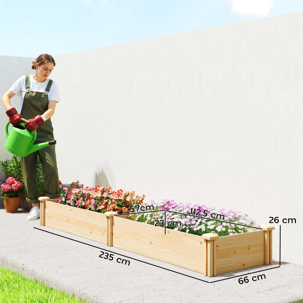 Hochbeet in legno con divisorio e fondo aperto ¨C zephmum ¨C 235x66x26 cm