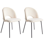 Set di 2 sedie da pranzo rivestimento in tessuto beige gambe nere glamour retrò