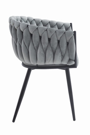 Sedia trapuntata in velluto grigio chiaro Valora MAYAN x 1 | stile moderno