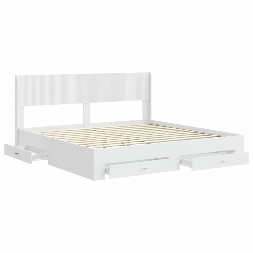 Struttura del letto con stoccaggio e testata-Giroletto con contenitore Bianco 986110