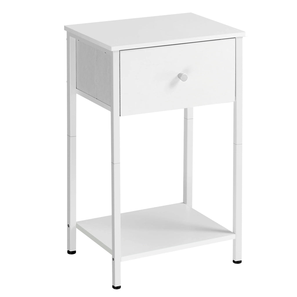 Comodino bianco Valora con cassetto e ripiano