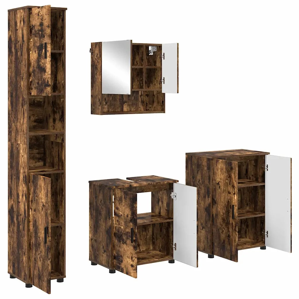 Set di mobili per il bagno Montaggio a parete 4 pcs Rovere fumé 3393008