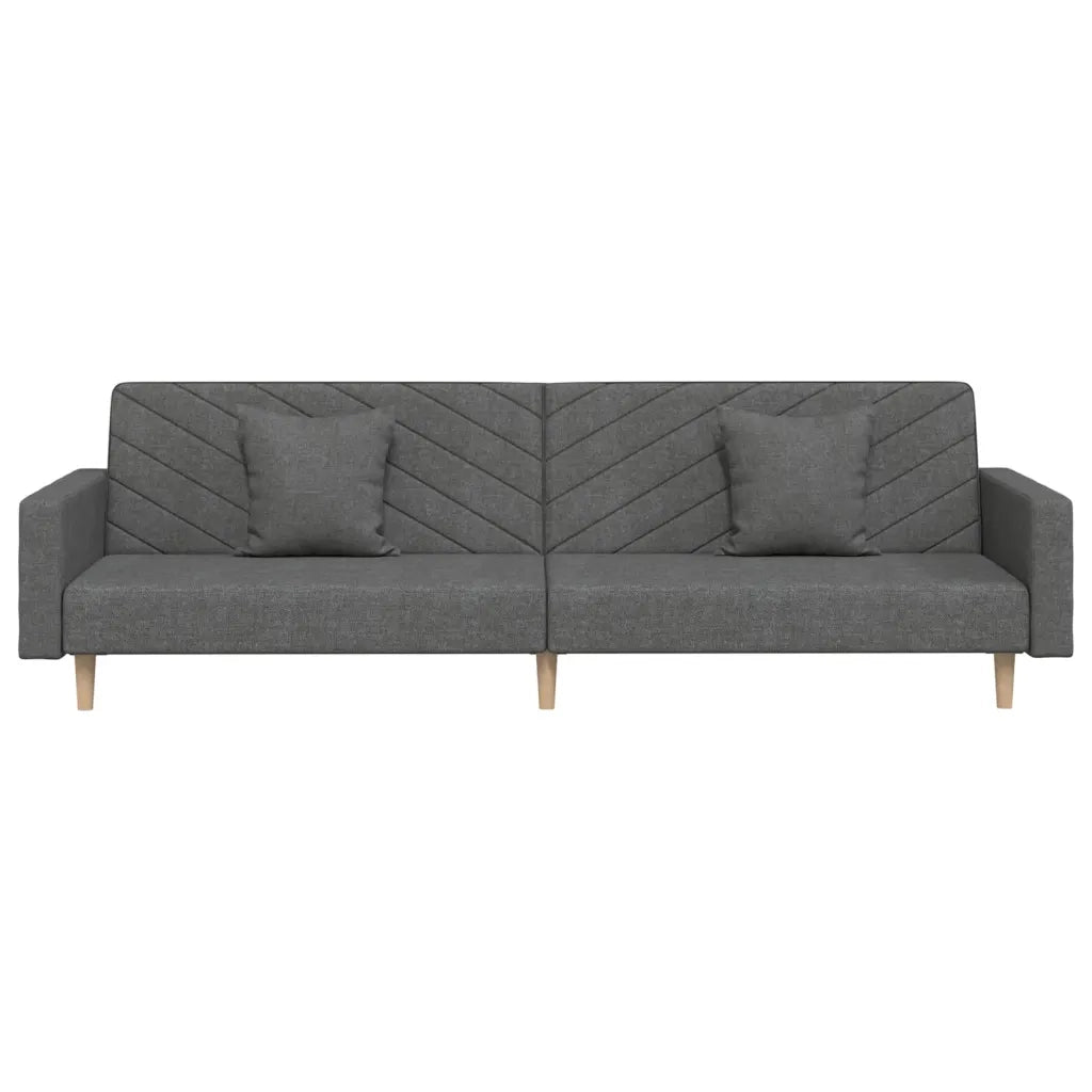 Divano Letto a 2 Posti con 2 Cuscini Grigio Scuro in Tessuto 375900