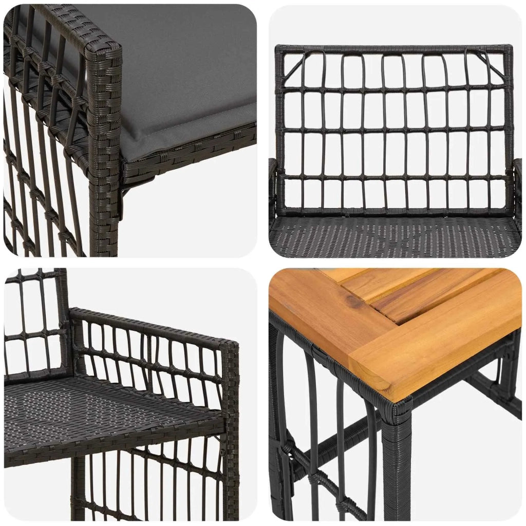 Set di Mobili da Esterno 3 pz | Set Salotto da Giardino Nero e Grigio scuro