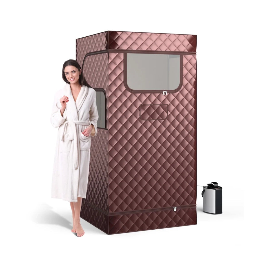 Sauna a vapore portatile 91 x 91 x 183 cm 9 impostazioni di temperatura funzione nebulizzazione stile accogliente tessuto impermeabile colore caffè 20_0013558